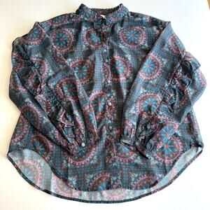 Tasha Polizzi Collection Brady Western Printed Southwest Ruffle Sleeve Blouse XL